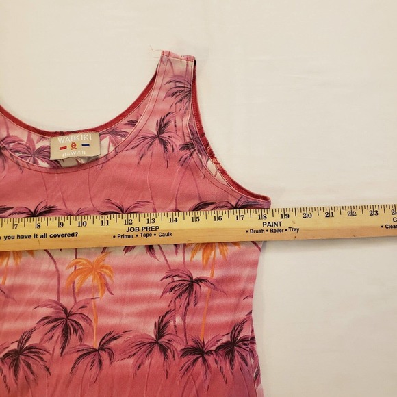 Waikiki Hawaii Womens Tank Top Swim Cover Size XL Vintage Pink Palm Trees Aloha - Picture 7 of 8
